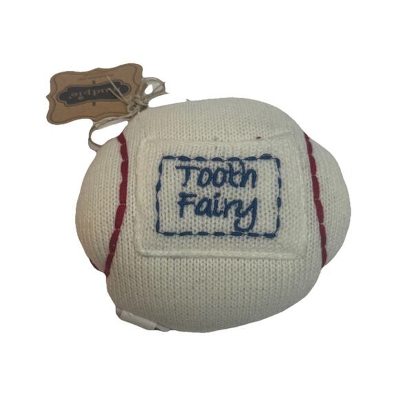 Mud Pie Other - NWT Mudpie Tooth Fairy Tooth Pillow Plush With Tooth Pocket Knitted Baseball